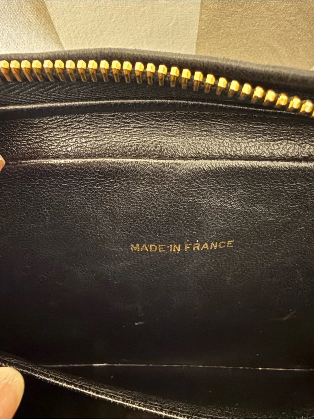 CHANEL Black Leather Zipper Pouch with Gold-Tone Hardware